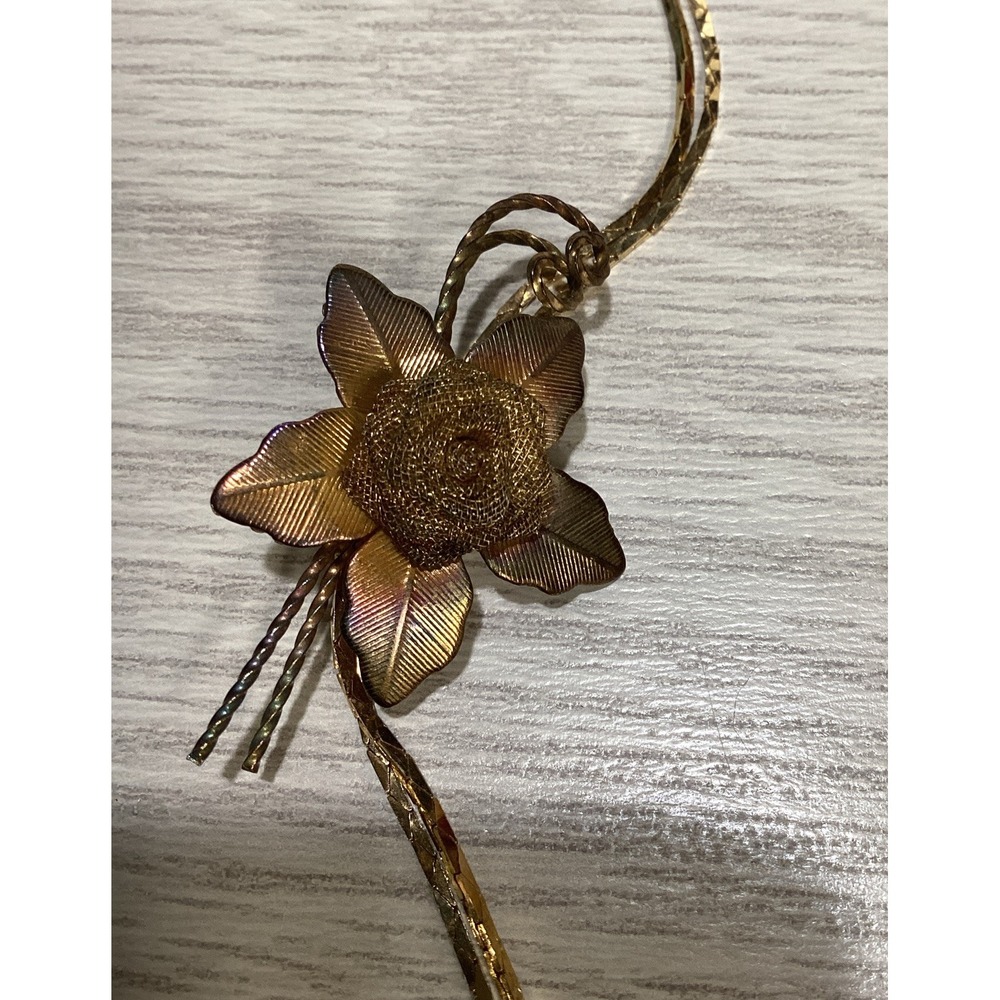 Goldtone 28" Necklace w/ Flower Slide‎ Vintage